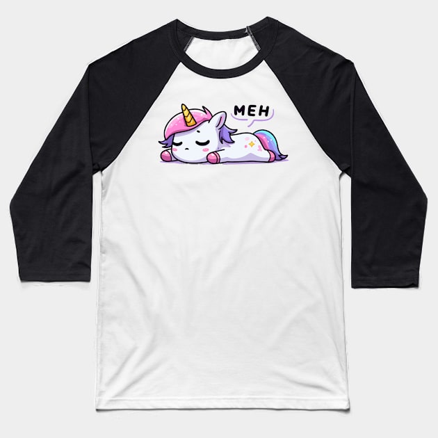 Lazy unicorn Baseball T-Shirt by Evgmerk